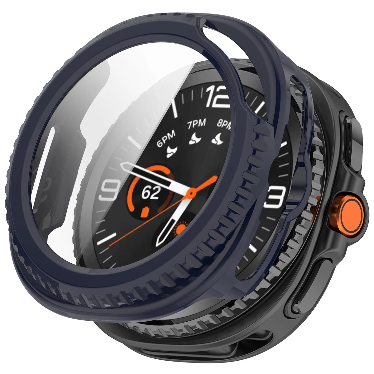 Wizualizacja nakładania etui Bizon Case Watch Adamo do Galaxy Watch Classic 8 46 mm